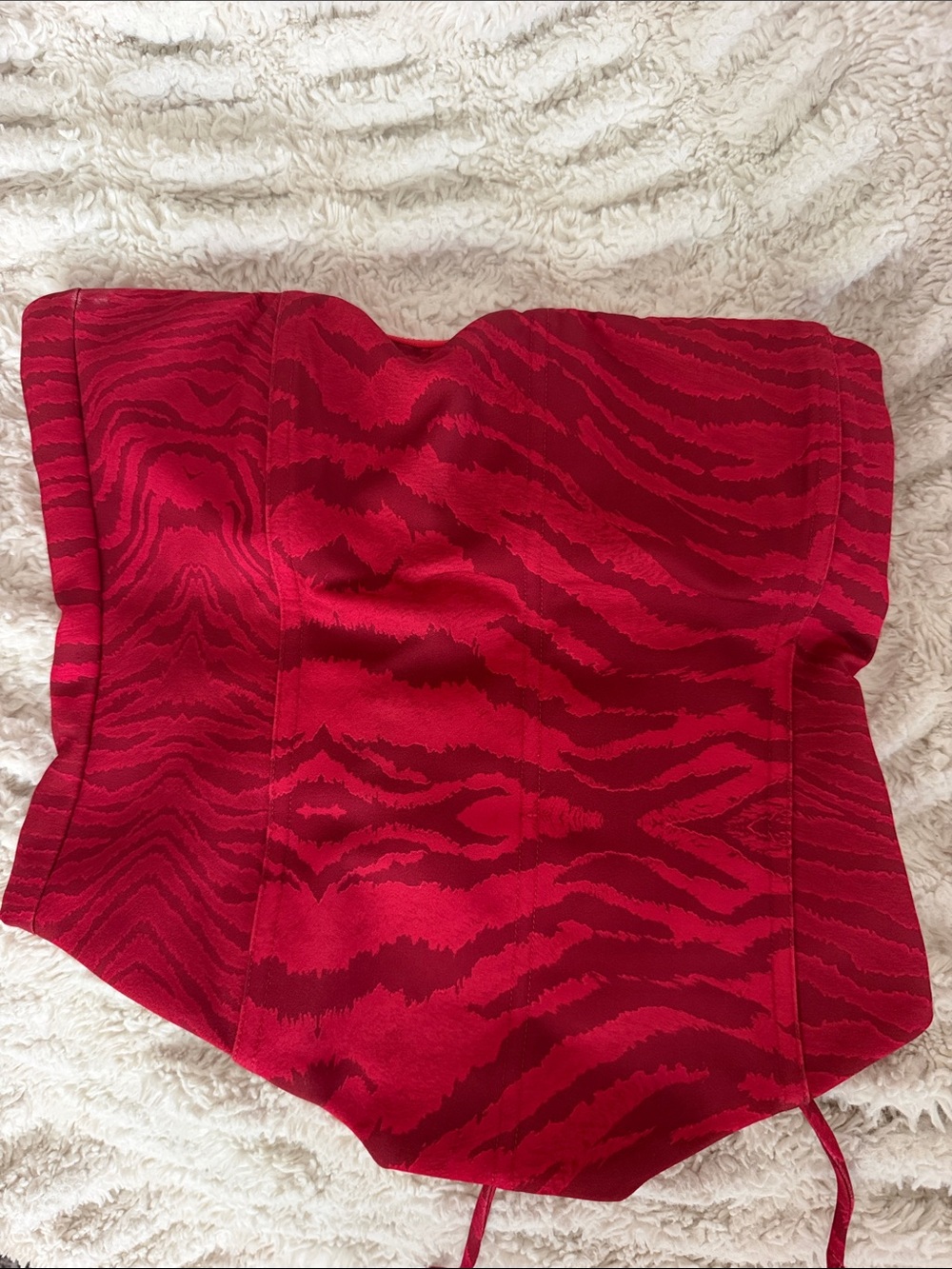 Red Zebra-Print Strapless top